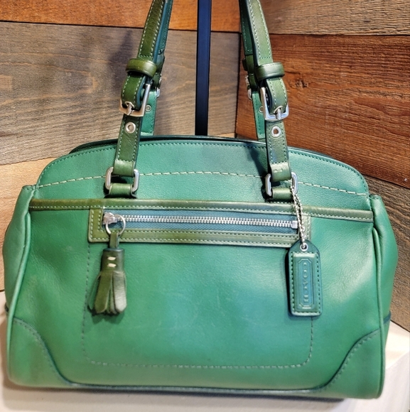 Coach Vintage 2004 Hampton Satchel In Kelly Green Leather - Picture 3 of 16